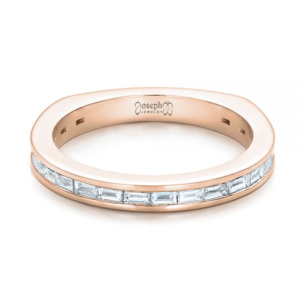 18k Rose Gold 18k Rose Gold Custom Channel Set Baguette Diamond Wedding Band - Flat View - 100882
