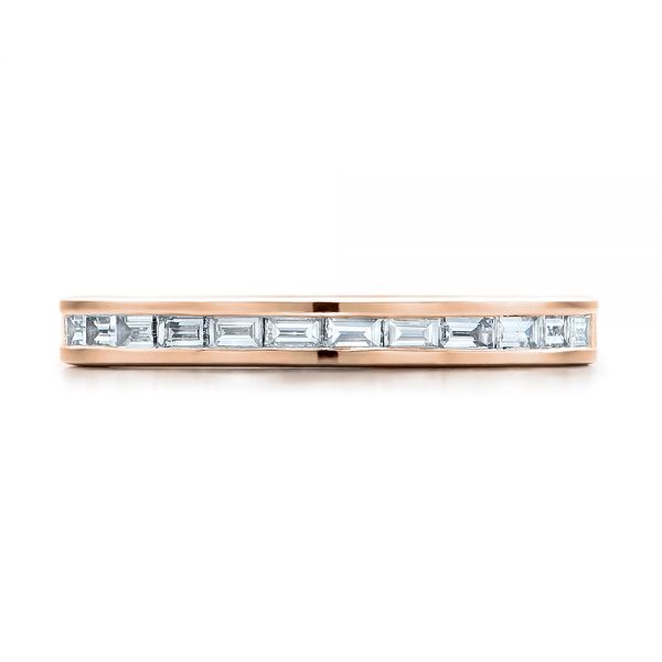 18k Rose Gold 18k Rose Gold Custom Channel Set Baguette Diamond Wedding Band - Top View - 100882