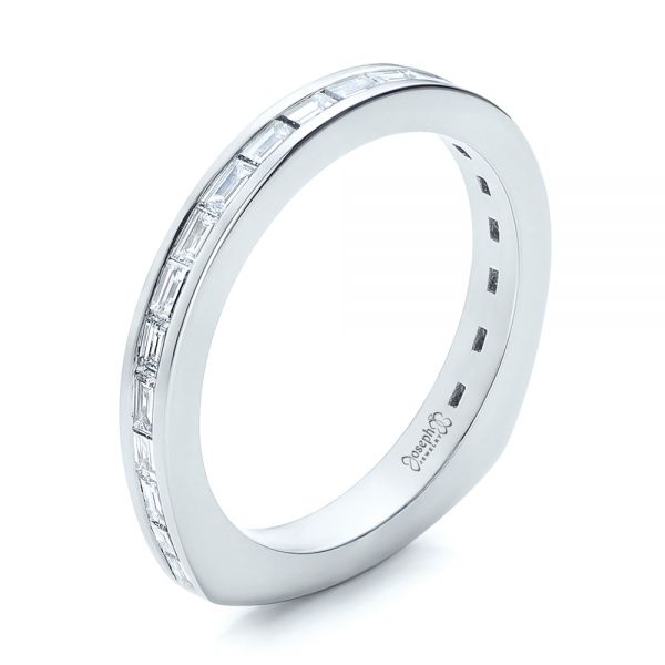 18k White Gold 18k White Gold Custom Channel Set Baguette Diamond Wedding Band - Three-Quarter View -  100882