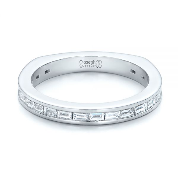  Platinum Platinum Custom Channel Set Baguette Diamond Wedding Band - Flat View -  100882