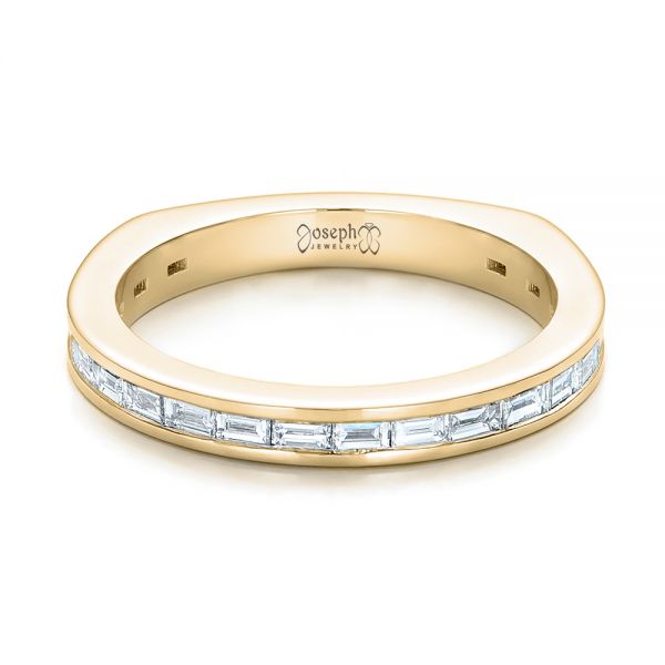 18k Yellow Gold 18k Yellow Gold Custom Channel Set Baguette Diamond Wedding Band - Flat View -  100882