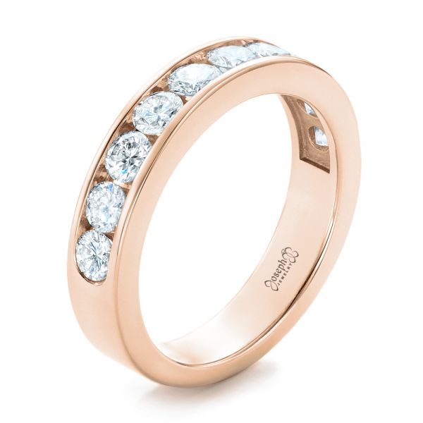 18k Rose Gold 18k Rose Gold Custom Channel Set Diamond Anniversary Band - Three-Quarter View -  102145