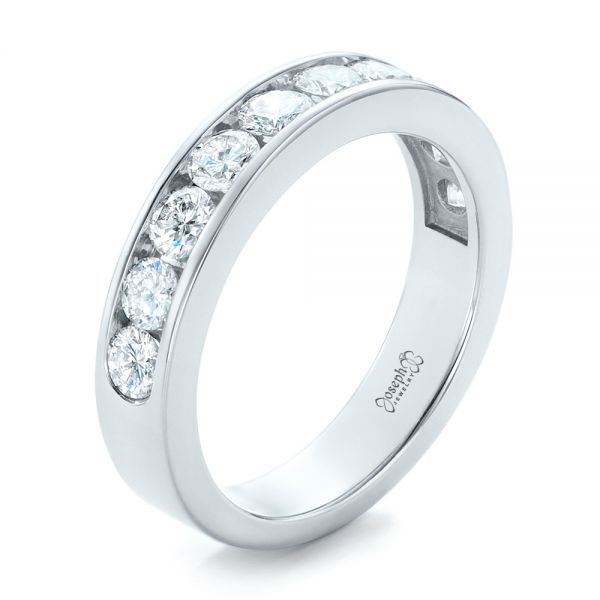 18k White Gold 18k White Gold Custom Channel Set Diamond Anniversary Band - Three-Quarter View -  102145