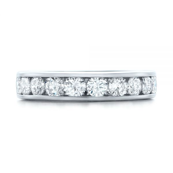 14k White Gold Custom Channel Set Diamond Anniversary Band - Top View -  102145