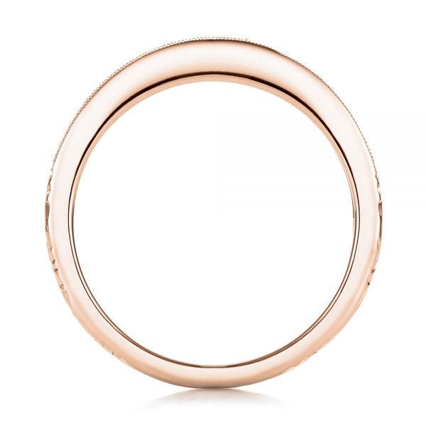 14k Rose Gold 14k Rose Gold Custom Channel Set Diamond And Hand Engraved Wedding Band - Front View - 101643