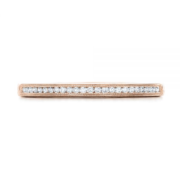 14k Rose Gold 14k Rose Gold Custom Channel Set Diamond And Hand Engraved Wedding Band - Top View - 101643