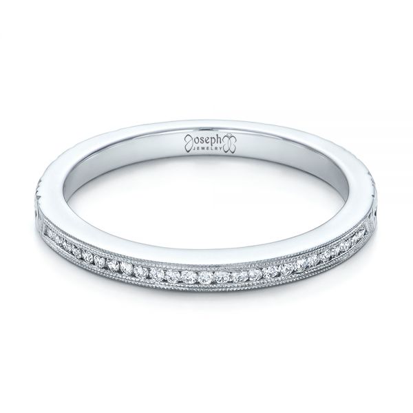  Platinum Platinum Custom Channel Set Diamond And Hand Engraved Wedding Band - Flat View -  101643