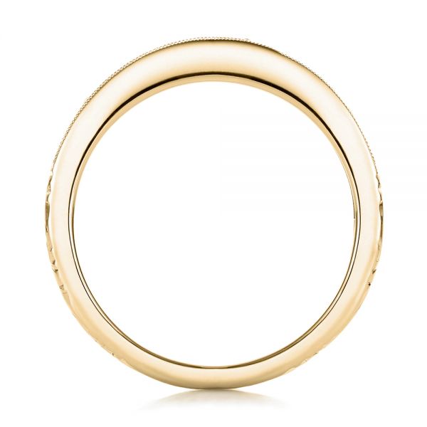 14k Yellow Gold 14k Yellow Gold Custom Channel Set Diamond And Hand Engraved Wedding Band - Front View - 101643