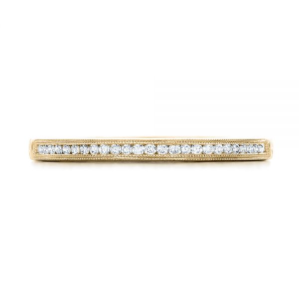 14k Yellow Gold 14k Yellow Gold Custom Channel Set Diamond And Hand Engraved Wedding Band - Top View - 101643