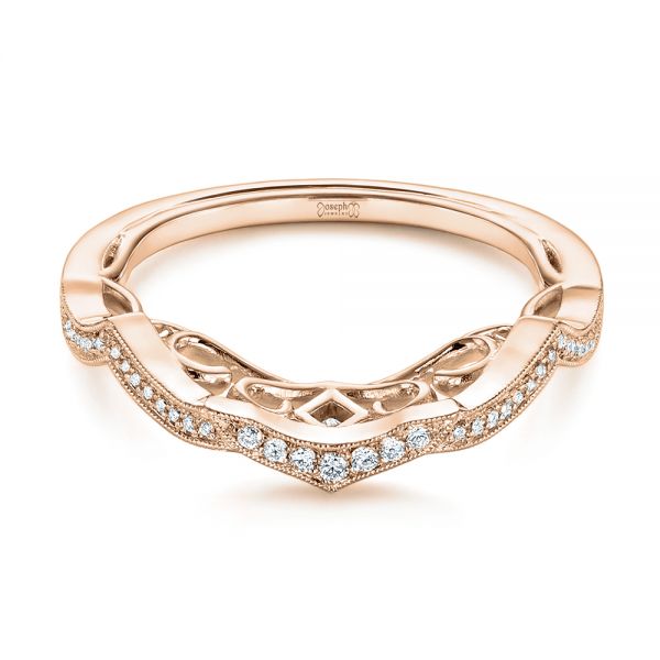 14k Rose Gold 14k Rose Gold Custom Contour Diamond Wedding Band - Flat View -  105765