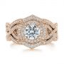 18k Rose Gold 18k Rose Gold Custom Contour Diamond Wedding Band - Top View -  105765 - Thumbnail