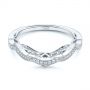 14k White Gold Custom Contour Diamond Wedding Band - Flat View -  105765 - Thumbnail