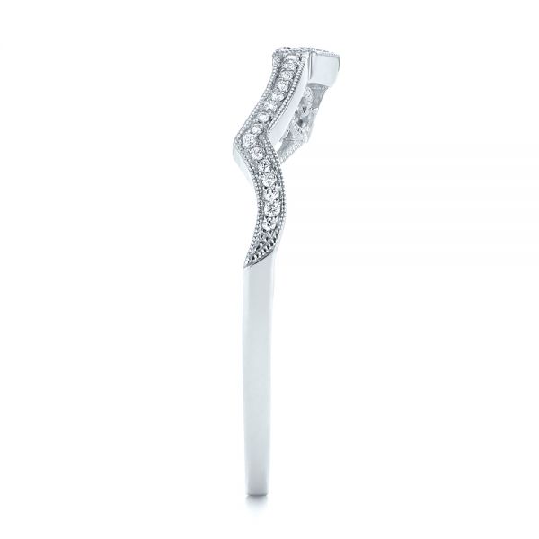 14k White Gold Custom Contour Diamond Wedding Band - Side View - 105765