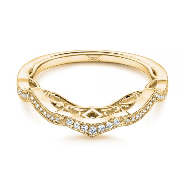18k Yellow Gold 18k Yellow Gold Custom Contour Diamond Wedding Band - Flat View - 105765