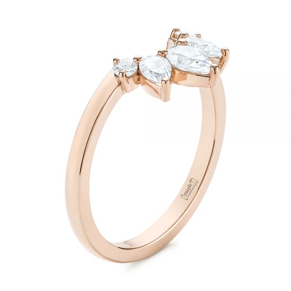 18k Rose Gold 18k Rose Gold Custom Contoured Pear Diamond Wedding Ring - Three-Quarter View -  104982