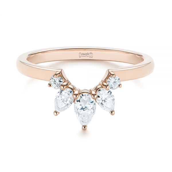 14k Rose Gold 14k Rose Gold Custom Contoured Pear Diamond Wedding Ring - Flat View - 104982
