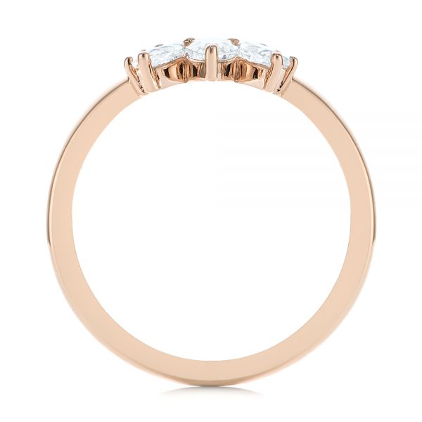 14k Rose Gold 14k Rose Gold Custom Contoured Pear Diamond Wedding Ring - Front View -  104982