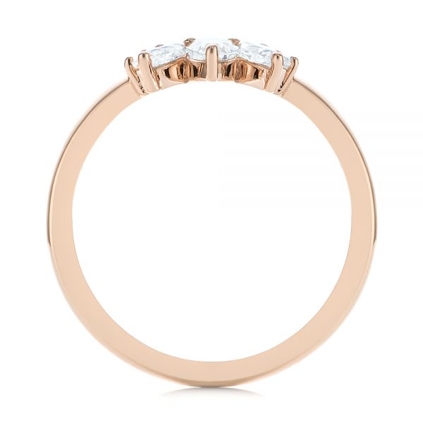 14k Rose Gold 14k Rose Gold Custom Contoured Pear Diamond Wedding Ring - Front View - 104982