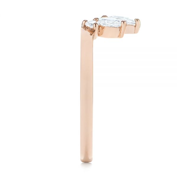 14k Rose Gold 14k Rose Gold Custom Contoured Pear Diamond Wedding Ring - Side View - 104982