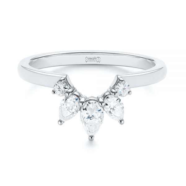 18k White Gold 18k White Gold Custom Contoured Pear Diamond Wedding Ring - Flat View -  104982
