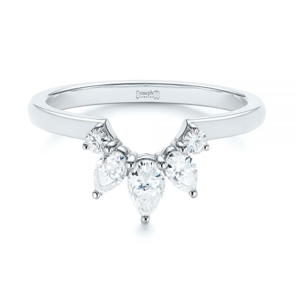 14k White Gold 14k White Gold Custom Contoured Pear Diamond Wedding Ring - Flat View - 104982