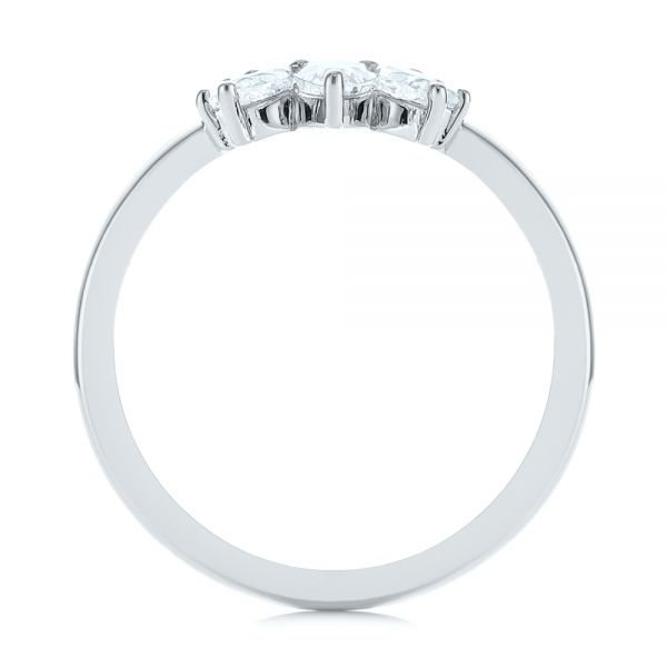 18k White Gold 18k White Gold Custom Contoured Pear Diamond Wedding Ring - Front View -  104982