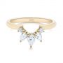 14k Yellow Gold Custom Contoured Pear Diamond Wedding Ring - Flat View -  104982 - Thumbnail