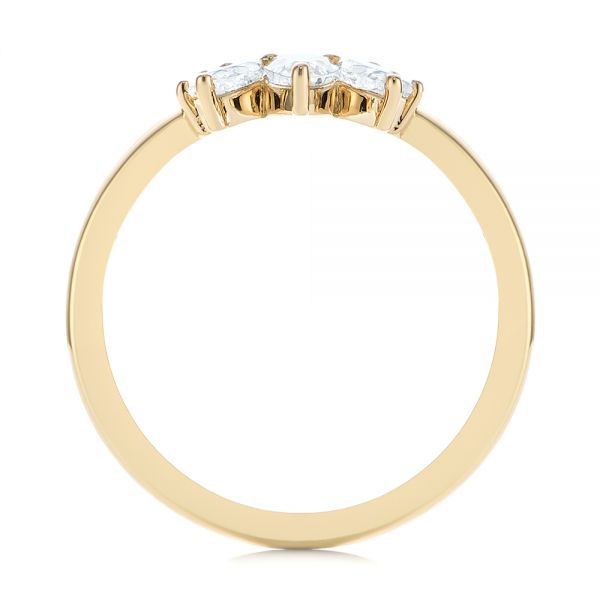 14k Yellow Gold Custom Contoured Pear Diamond Wedding Ring - Front View -  104982