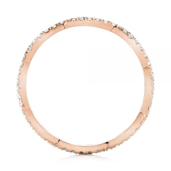 14k Rose Gold 14k Rose Gold Custom Criss Cross Diamond Wedding Band - Front View - 104743