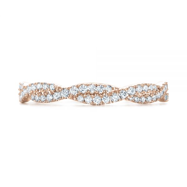 14k Rose Gold 14k Rose Gold Custom Criss Cross Diamond Wedding Band - Top View - 104743