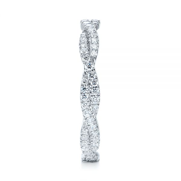 14k White Gold Custom Criss Cross Diamond Wedding Band - Side View - 104743