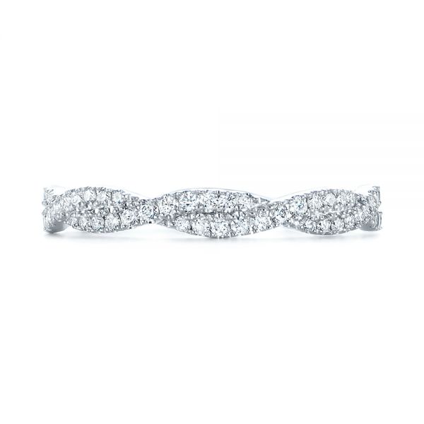 14k White Gold Custom Criss Cross Diamond Wedding Band - Top View - 104743