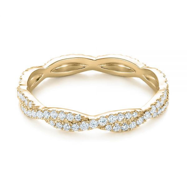 18k Yellow Gold 18k Yellow Gold Custom Criss Cross Diamond Wedding Band - Flat View -  104743