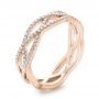 18k Rose Gold 18k Rose Gold Custom Diamond Criss-cross Wedding Band - Three-Quarter View -  102233 - Thumbnail