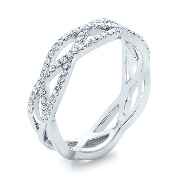  Platinum Platinum Custom Diamond Criss-cross Wedding Band - Three-Quarter View -  102233