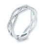 14k White Gold Custom Diamond Criss-cross Wedding Band - Three-Quarter View -  102233 - Thumbnail