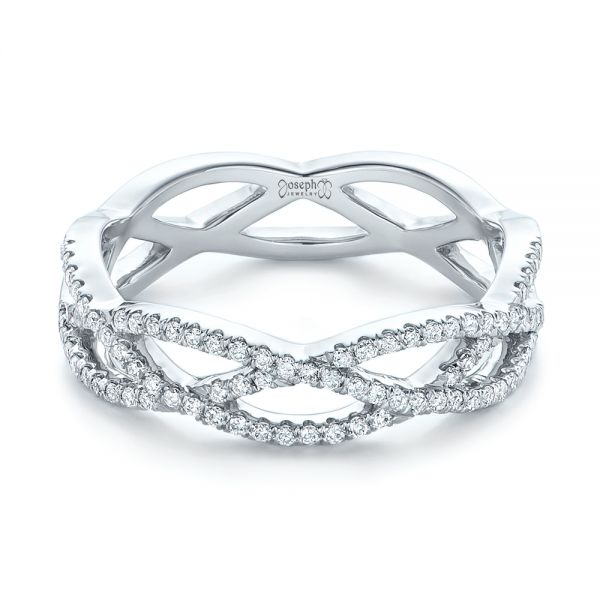  Platinum Platinum Custom Diamond Criss-cross Wedding Band - Flat View -  102233