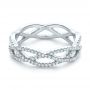 14k White Gold Custom Diamond Criss-cross Wedding Band - Flat View -  102233 - Thumbnail