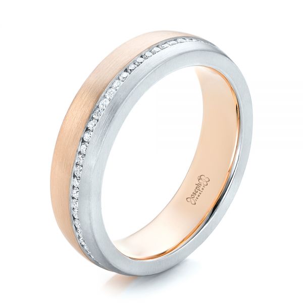 18k Rose Gold And 18K Gold 18k Rose Gold And 18K Gold Custom Diamond Eternity Two-tone Wedding Band - Three-Quarter View -  102133