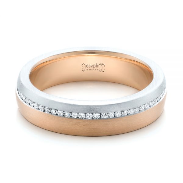 14k Rose Gold And 14K Gold Custom Diamond Eternity Two-tone Wedding Band - Flat View -  102133