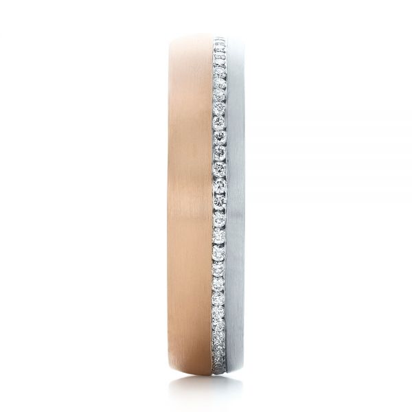 18k Rose Gold And Platinum 18k Rose Gold And Platinum Custom Diamond Eternity Two-tone Wedding Band - Side View -  102133