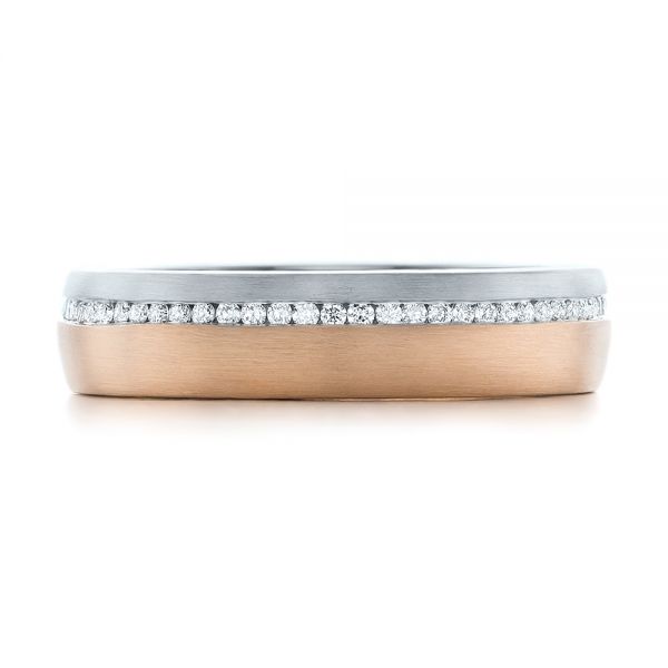14k Rose Gold And 14K Gold Custom Diamond Eternity Two-tone Wedding Band - Top View -  102133