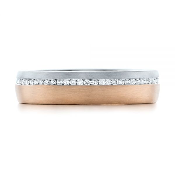 14k Rose Gold And Platinum 14k Rose Gold And Platinum Custom Diamond Eternity Two-tone Wedding Band - Top View -  102133