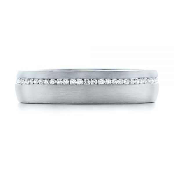 14k White Gold And Platinum 14k White Gold And Platinum Custom Diamond Eternity Two-tone Wedding Band - Top View -  102133