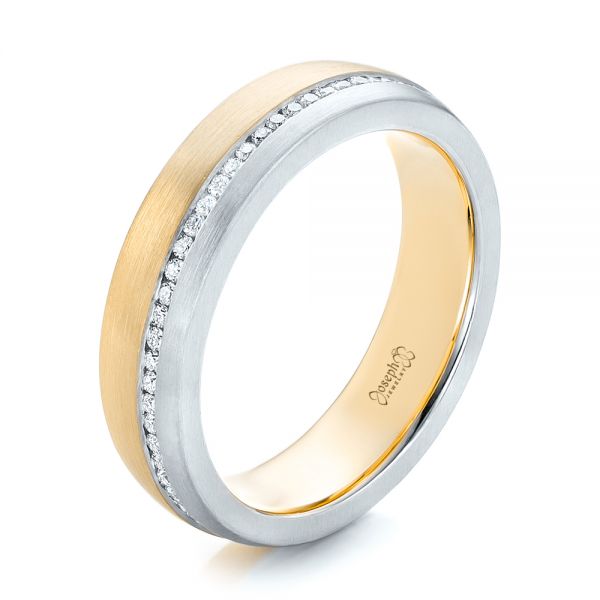 18k Yellow Gold And 18K Gold 18k Yellow Gold And 18K Gold Custom Diamond Eternity Two-tone Wedding Band - Three-Quarter View -  102133