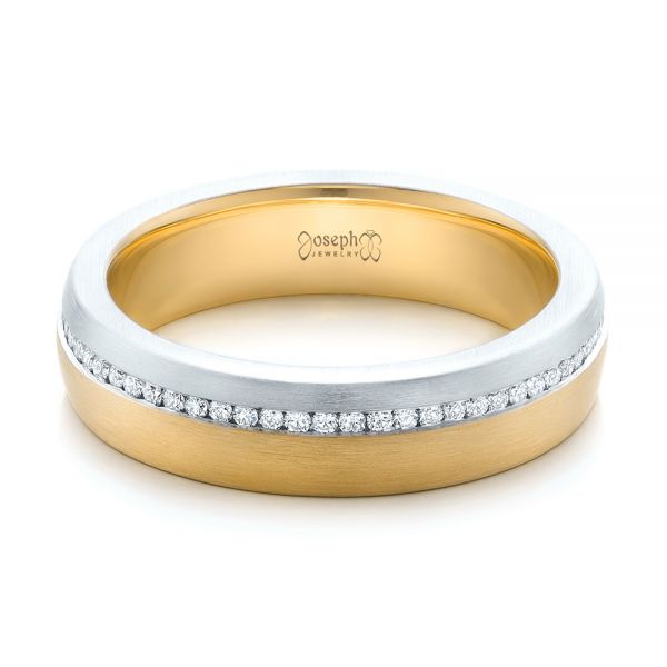 14k Yellow Gold And 14K Gold 14k Yellow Gold And 14K Gold Custom Diamond Eternity Two-tone Wedding Band - Flat View - 102133