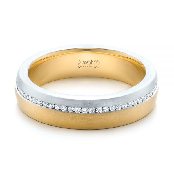 14k Yellow Gold And 18K Gold 14k Yellow Gold And 18K Gold Custom Diamond Eternity Two-tone Wedding Band - Flat View -  102133