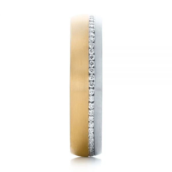 14k Yellow Gold And 14K Gold 14k Yellow Gold And 14K Gold Custom Diamond Eternity Two-tone Wedding Band - Side View - 102133
