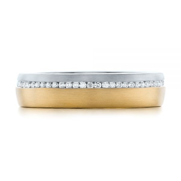 18k Yellow Gold And Platinum 18k Yellow Gold And Platinum Custom Diamond Eternity Two-tone Wedding Band - Top View -  102133
