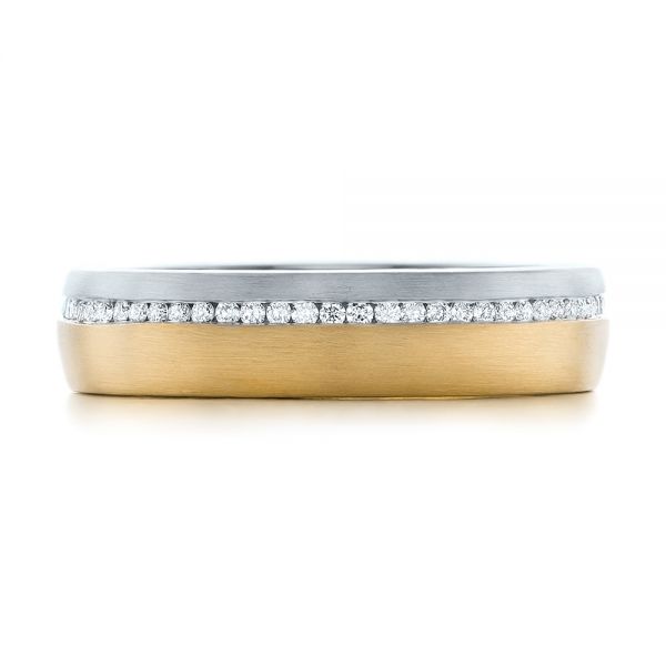 14k Yellow Gold And 14K Gold 14k Yellow Gold And 14K Gold Custom Diamond Eternity Two-tone Wedding Band - Top View - 102133